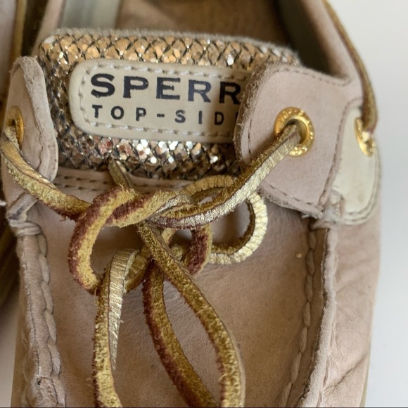 Sperry Angelfish Linen Gold Glitter Slip On Shoe - Picture 3 of 8